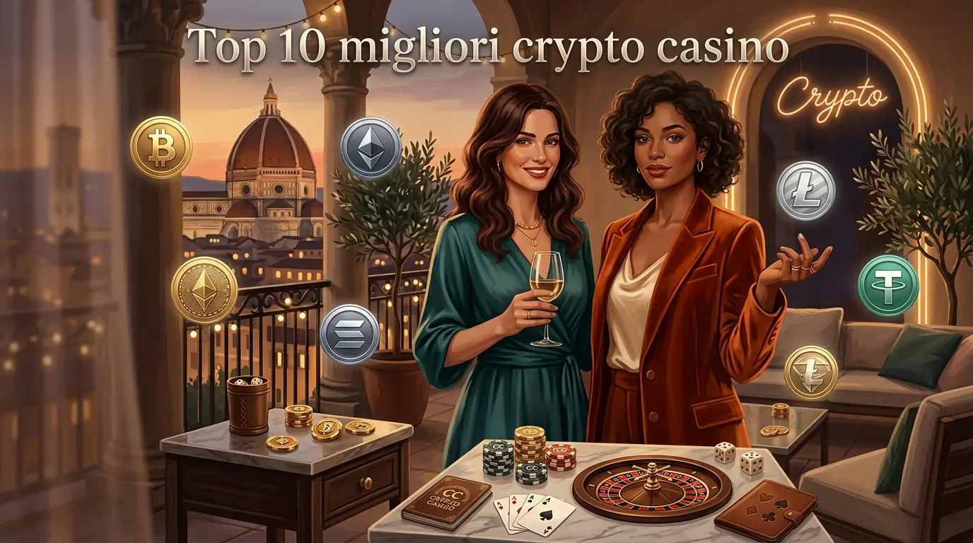 Schermata di un crypto casino con promozioni e bonus di benvenuto